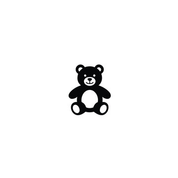 Stuffed toy silhouette, isolated on white background.