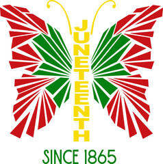 Fototapeta premium Juneteenth butterfly since 1865 SVG