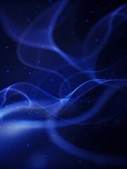Fototapeta premium Abstract blue flowing wave background with glowing light trails, soft gradient curves, sparkling particles, futuristic technology design, elegant motion effect, high resolution
