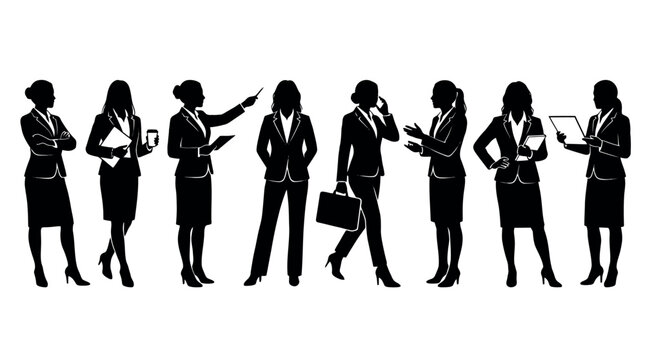 Minimalist glowing outlines of diverse business professionals standing together in a row representing teamwork, corporate unity, and modern leadership style.