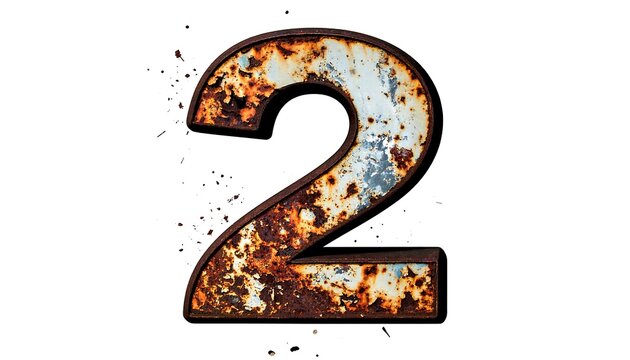 Rusty number two graphic on white background