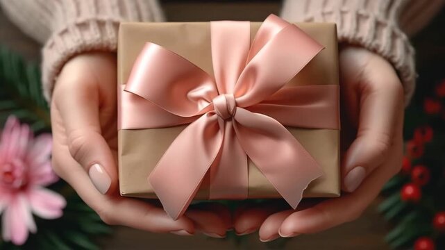 woman holding gift box