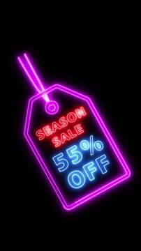 Vibrant Neon Sign Displays Seasonal Sale Discount 55% in Bright Colors