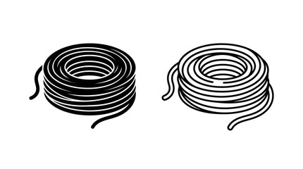 Coiled rope in black and line art styles on a white background © Fariaislam