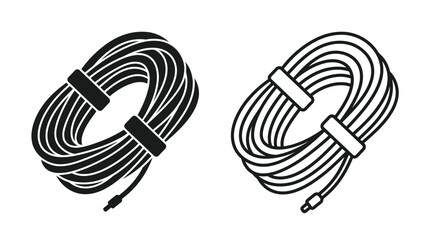 Coiled Rope With Straps Black And White Silhouette Illustration © Fariaislam