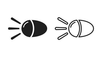 Automotive Headlight Silhouette Icon Black And White Linear Style © Fariaislam