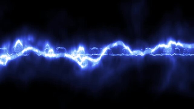 Electric blue plasma energy wave abstract background, glowing lightning discharge motion