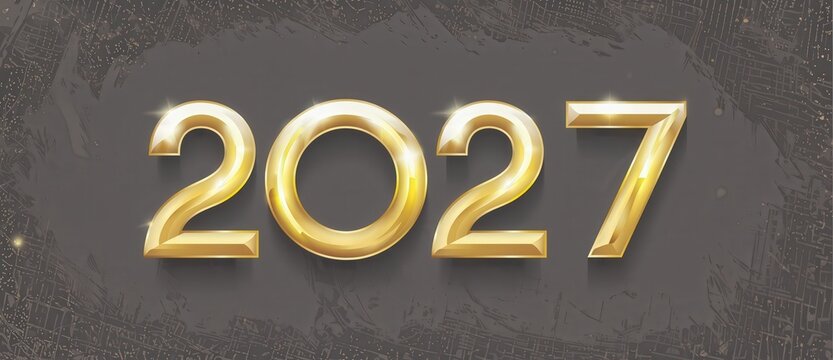 Golden 2027 numbers on stone textured background