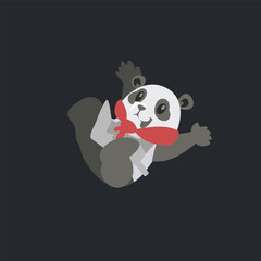 Naklejka premium Illustration of a Happy Panda Wearing a Scarf and jumping