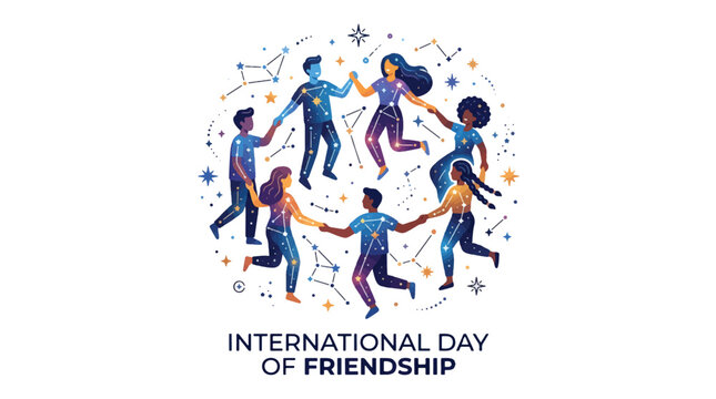 A festive gathering of people in a celebratory setting with International Day of Friendship and Friendship Day and People and Culture