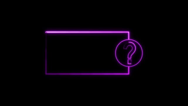 Glowing Question Mark Icon with Neon Frame and FAQ Concept Animation