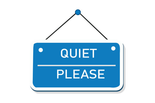Blue quiet please hanging sign vector illustration isolated on white background