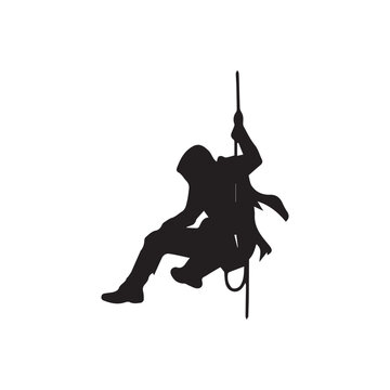 Rope Descending Assassin Silhouette Illustration Design