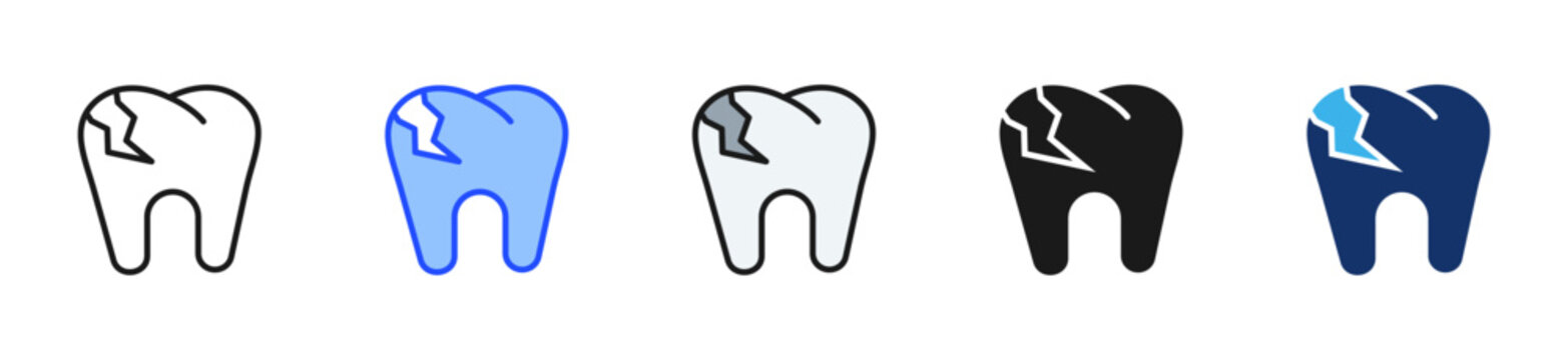Tooth Injury Icon Collection With Multiple Styles