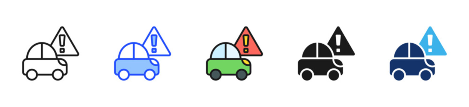 Road Accident Icon Collection With Multiple Styles