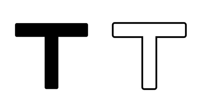 T shaped silhouette on white background simple graphic design