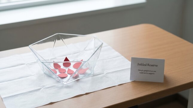 Symbolic Blood Donation Drops in Glass Bowl