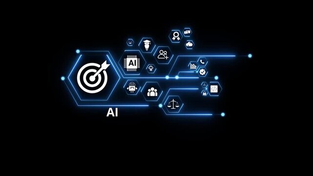 Artificial intelligence (AI) and machine learning concept. Abstract technology transparent background in black color.