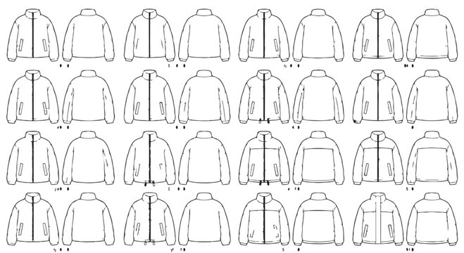 Technical jacket fashion design templates for clothing industry with template technical clothing
