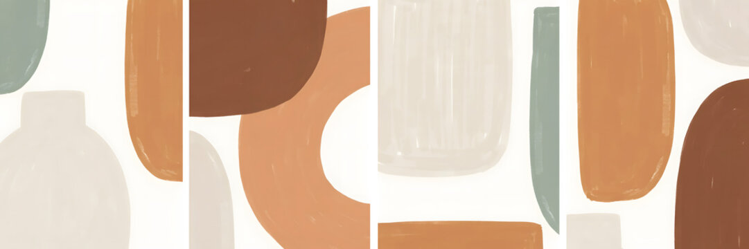 Abstract geometric shapes in earth tones with a textured isolated on transparent background png