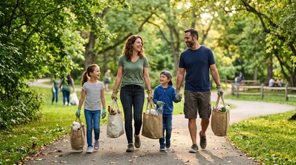 Obraz premium Family After Park Cleanup