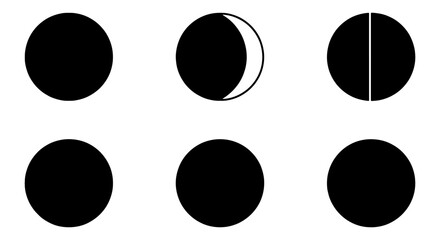 Minimalist moon phases vector set, black lunar cycle icons on white background, astronomical celestial symbols for calendar and astrology design © MD