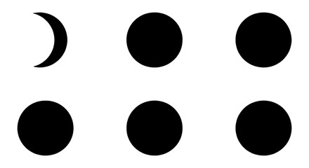 Minimalist moon phases vector icons, black lunar cycle silhouettes, celestial astronomy symbols for calendar design, simple crescent and full moon shapes © MD