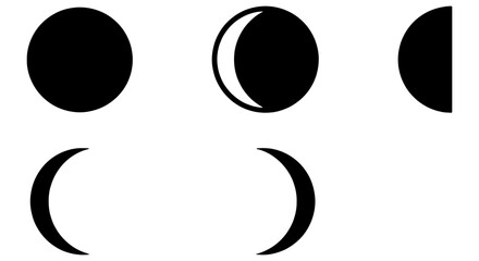 Minimalist moon phases vector set, black lunar cycle icons on white background, celestial astronomy symbols for calendar and astrology design © MD