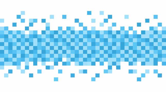 Abstract Blue Pixel Pattern with Fading Digital Squares on White Background