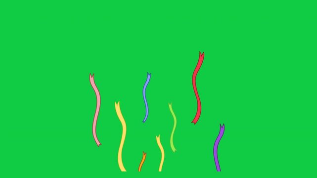 Confetti vertical falling colorful strips looping animation for victory celebration graphics green screen