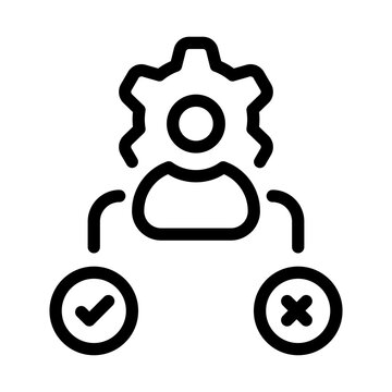 Business leadership decision icon for task approval and rejection