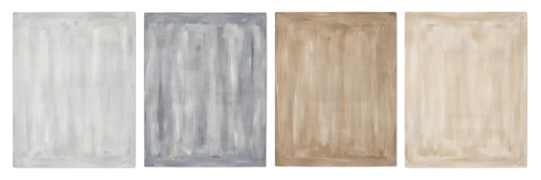 Four rectangular abstract watercolor wash textures in white, isolated on transparent background png
