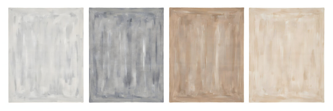Four rectangular abstract watercolor wash textures in white, isolated on transparent background png