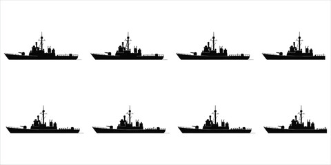 Silhouette Collection Of Warships And Naval Vessels military © ripon29