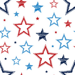 Fototapeta premium Festive red and blue grunge star decorative pattern perfect for national holidays and celebratory event branding
