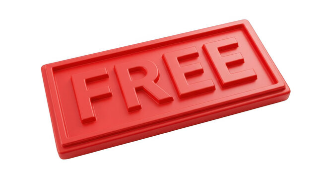 Red embossed free stamp isolated on transparent background