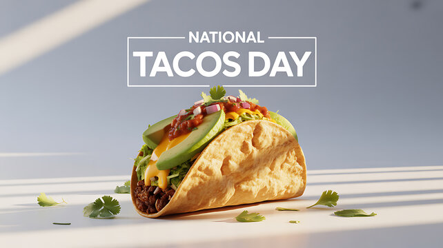 A close-up of a taco filled with ground meat, avocado, cheese, and salsa, celebrating National Tacos Day.