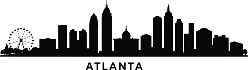 Atlanta Skyline Silhouette Ferris Wheel Buildings Dome Text ATLANTA city urban © ripon29