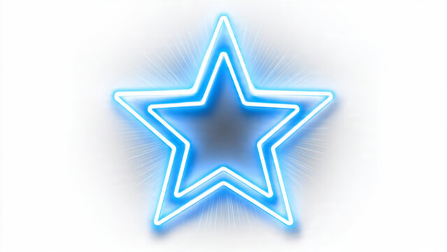 Glowing electric blue star outline on dark background for decoration or entertainment themes
