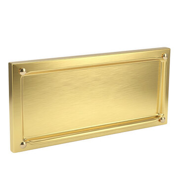 Gold rectangular gift box with lid, isolated on a transparent background