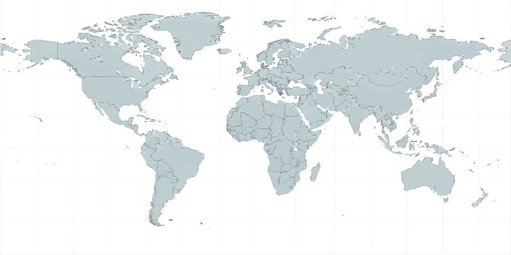 World map shaped like a globe showing continents, countries, oceans and global geography