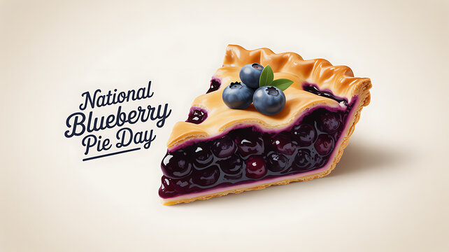 A slice of blueberry pie with fresh berries on top, celebrating National Blueberry Pie Day