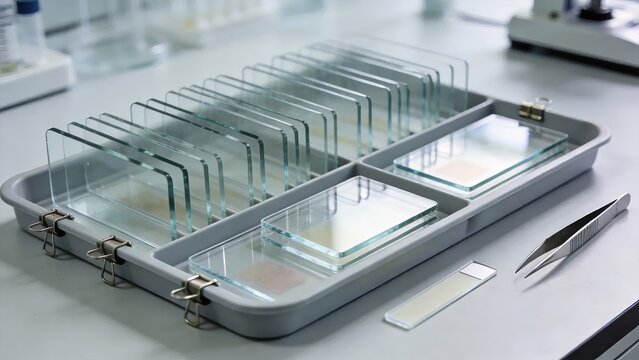 Microscope Slides Tray Lab Table
