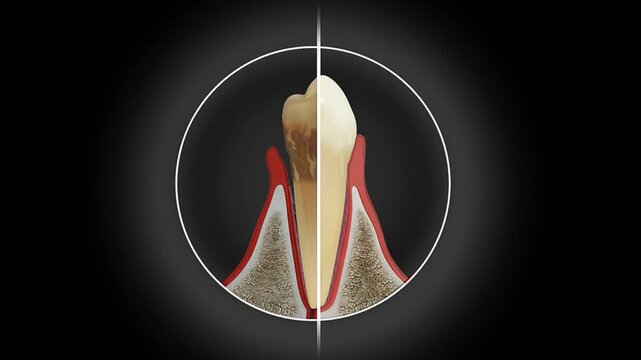 Gingivitis vs Healthy Gums, Periodontal disease, Gum recession, Dental treatment comparison conceptual footage.
