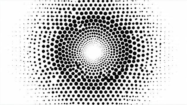 abstract black and white dotted circular pattern with high contrast and hypnotic visual effect for artistic design