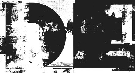 Obraz premium Vintage Distress Wall Background, Black and White Gritty Grunge Texture with Worn Surface Detail.