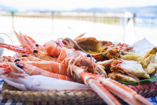 platter of assorted seafood, Galician cuisine, Spain