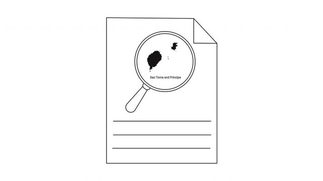 Magnifying glass over document with ink stain and lines for text.