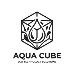 Obraz premium Aqua cube eco technology solutions branding with technology solutions business