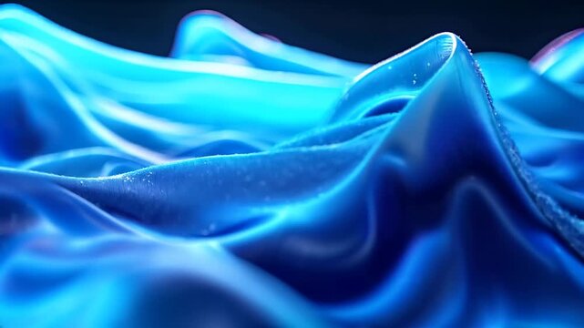 Abstract blue liquid silk wallpaper with soft light flowing waves, suitable for background design in tech or futuristicthemed projects.